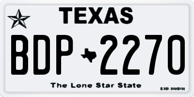TX license plate BDP2270