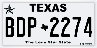 TX license plate BDP2274
