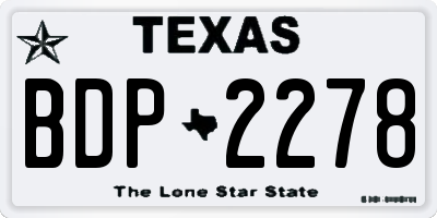 TX license plate BDP2278