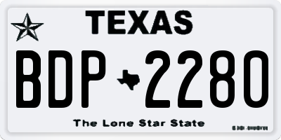 TX license plate BDP2280