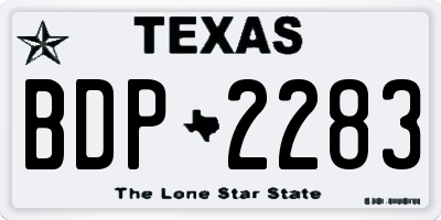 TX license plate BDP2283