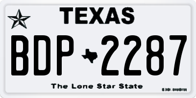 TX license plate BDP2287