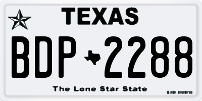 TX license plate BDP2288
