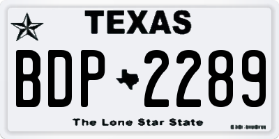 TX license plate BDP2289