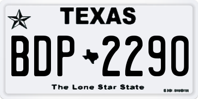 TX license plate BDP2290