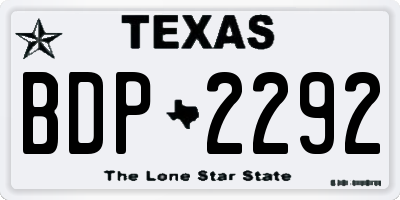 TX license plate BDP2292