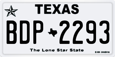 TX license plate BDP2293