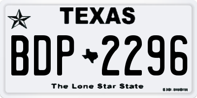 TX license plate BDP2296