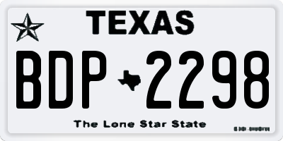 TX license plate BDP2298