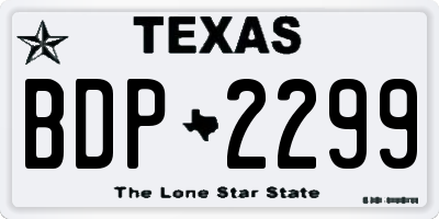 TX license plate BDP2299