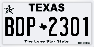 TX license plate BDP2301