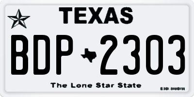 TX license plate BDP2303