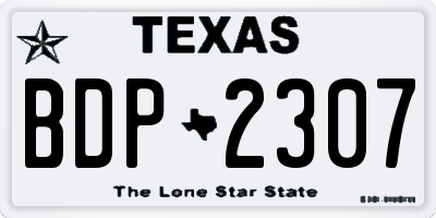 TX license plate BDP2307