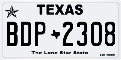 TX license plate BDP2308