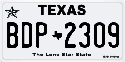 TX license plate BDP2309