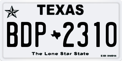TX license plate BDP2310
