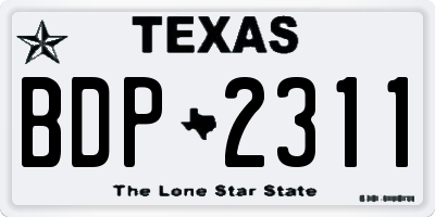 TX license plate BDP2311