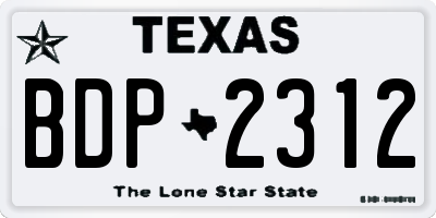 TX license plate BDP2312