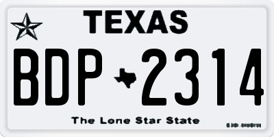 TX license plate BDP2314
