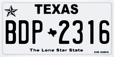 TX license plate BDP2316