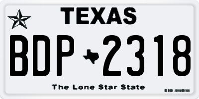 TX license plate BDP2318