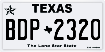 TX license plate BDP2320