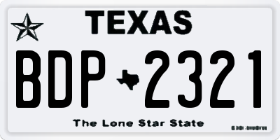 TX license plate BDP2321