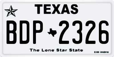 TX license plate BDP2326