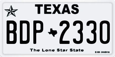 TX license plate BDP2330
