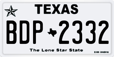 TX license plate BDP2332