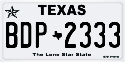 TX license plate BDP2333
