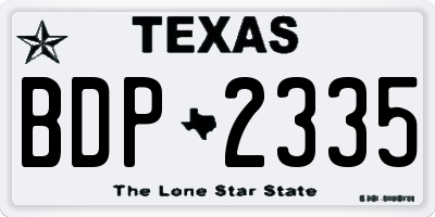 TX license plate BDP2335