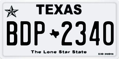 TX license plate BDP2340