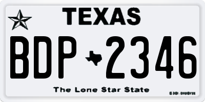 TX license plate BDP2346