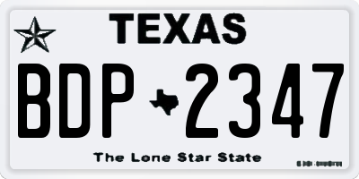 TX license plate BDP2347