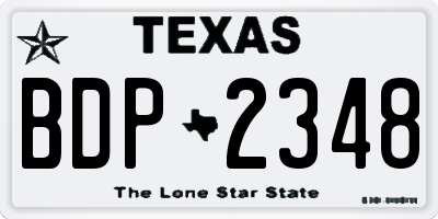 TX license plate BDP2348