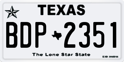 TX license plate BDP2351