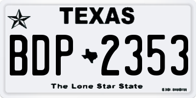 TX license plate BDP2353