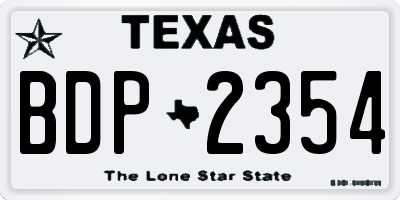 TX license plate BDP2354