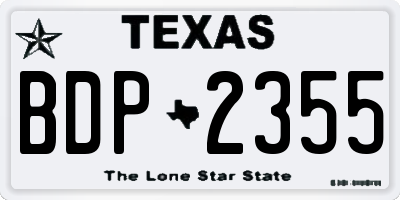 TX license plate BDP2355