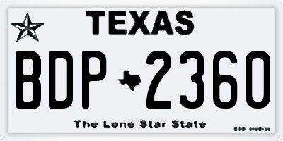 TX license plate BDP2360