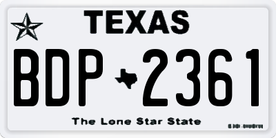 TX license plate BDP2361