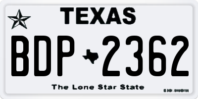 TX license plate BDP2362
