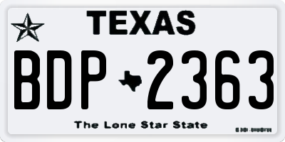 TX license plate BDP2363