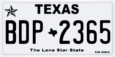 TX license plate BDP2365