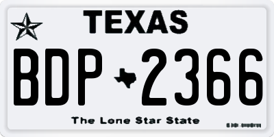 TX license plate BDP2366