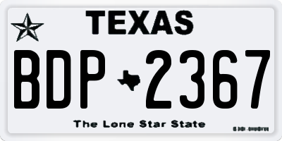 TX license plate BDP2367