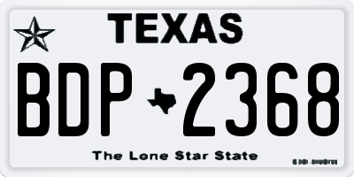 TX license plate BDP2368