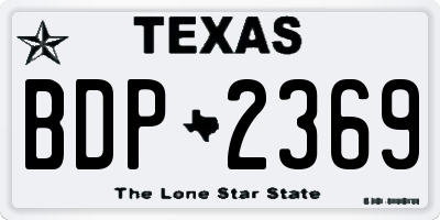 TX license plate BDP2369