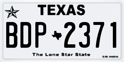 TX license plate BDP2371